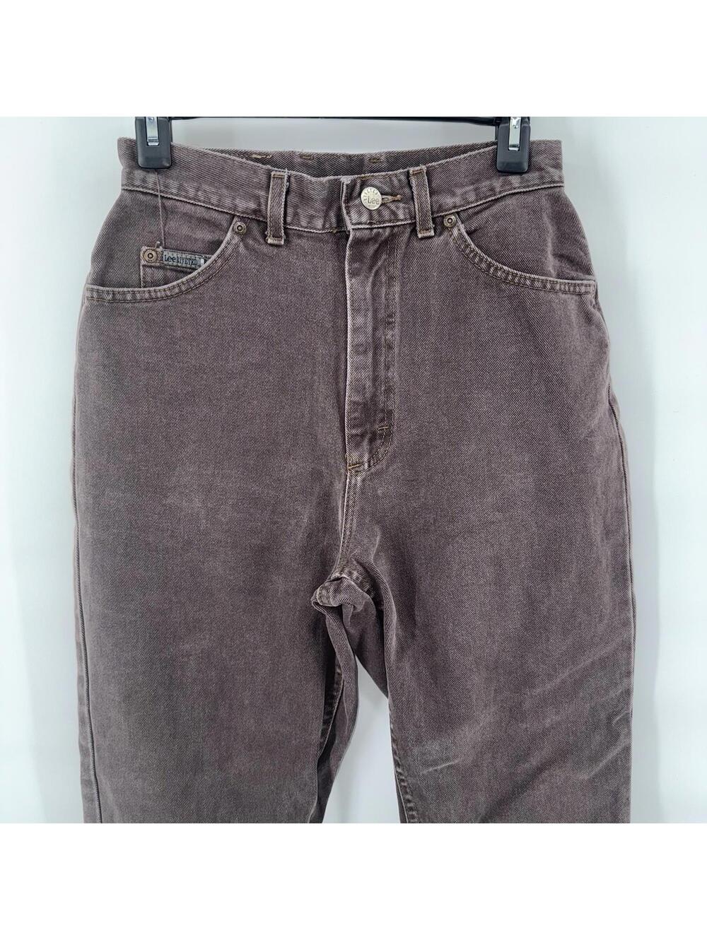 Vintage Lee Riveted Jeans Womens 10 Brown High Waisted Tapered USA 90s 26x28